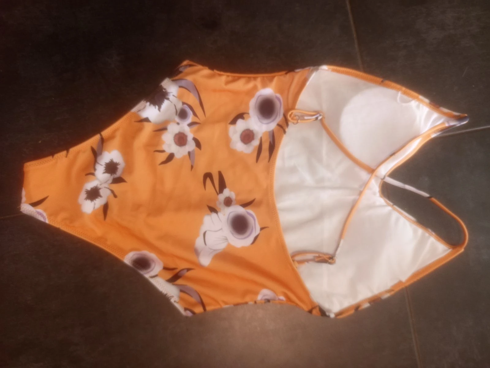 Oranje maillot de bain une pièce met bloemmotieven – photo 2